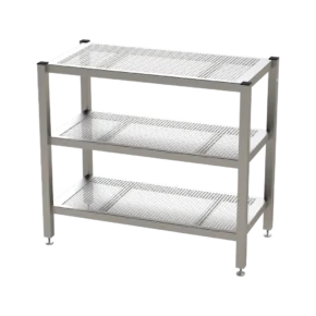 Reinraum-Edelstahlregal RR3GEL, 3 gelochte Böden