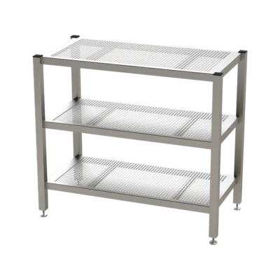 Reinraum-Edelstahlregal RR3GEL, 3 gelochte Böden