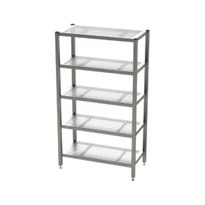 Reinraum-Edelstahlregal RR5GEL, 5 gelochte Böden