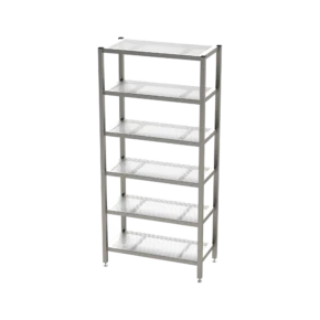 Reinraum-Edelstahlregal RR6GEL, 6 gelochte Böden