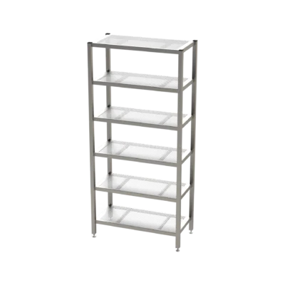 Reinraum-Edelstahlregal RR6GEL, 6 gelochte Böden