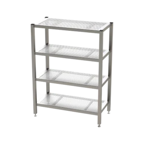 Reinraum-Edelstahlregal RR4GEL, 4 gelochte Böden
