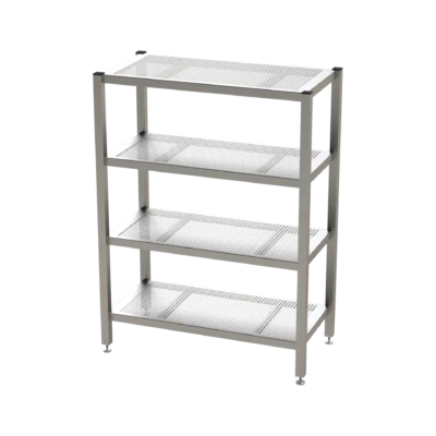 Reinraum-Edelstahlregal RR4GEL, 4 gelochte Böden