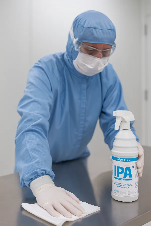 Schulung Reinraum-Reinigung eines Tisches